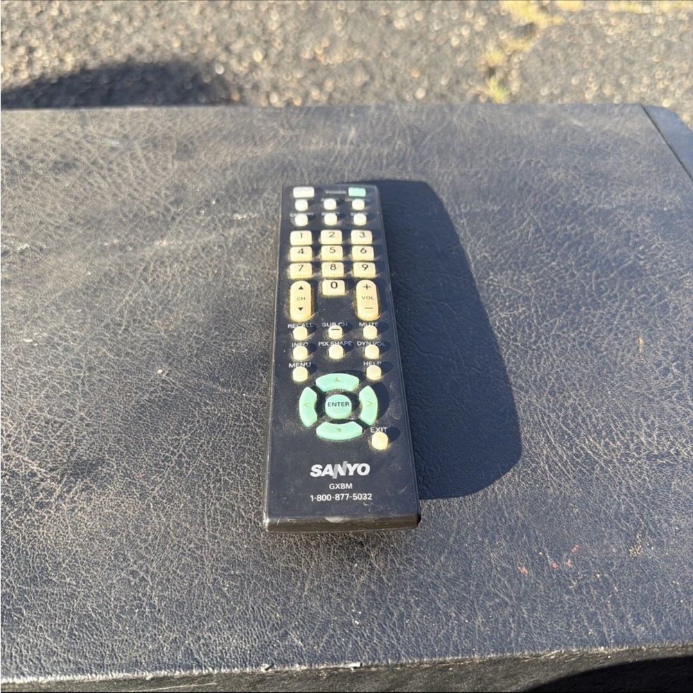 Sanyo Black TV Remote with Green Navigation Buttons